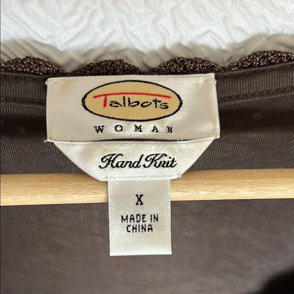 Talbots Hand Knit Crochet Brown Lined Top Minimalist Festival Concert Formal - Picture 2 of 9